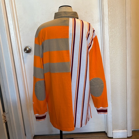 PUMA Freedom Rugby Vibrant Orange Tan White Burgundy Relaxed Fit Shirt $95 NWT M - Picture 2 of 14
